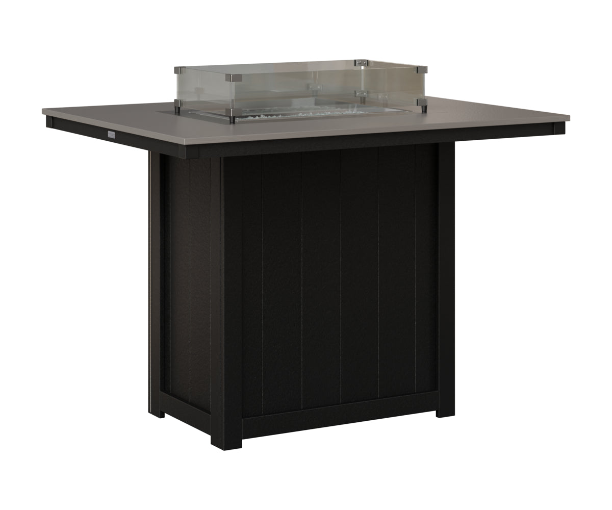 Berlin Gardens Donoma 42" x 54" Rectangular Fire Table Bar in Black, Hammered Stainless top