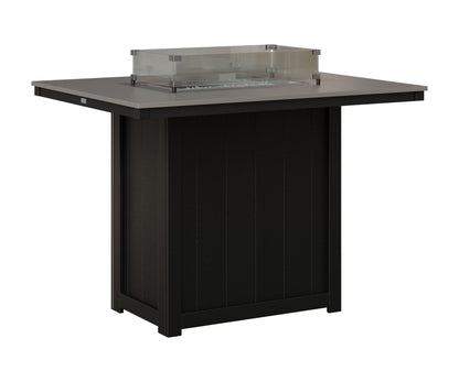 Berlin Gardens Donoma 42" x 54" Rectangular Fire Table Bar in Black, Hammered Stainless top