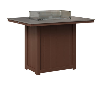 Berlin Gardens Donoma 42" x 54" Rectangular Fire Table Bar in Chocolate Brown, Hammered Stainless top