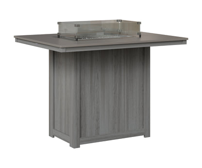 Berlin Gardens Donoma 42" x 54" Rectangular Fire Table Bar in Driftwood Gray, Hammered Stainless top