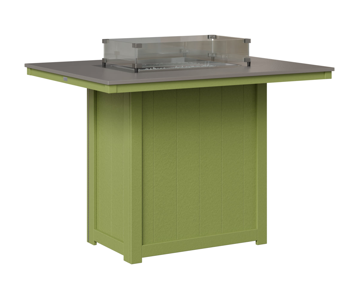 Berlin Gardens Donoma 42" x 54" Rectangular Fire Table Bar in Kiwi Green, Hammered Stainless top