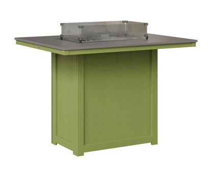 Berlin Gardens Donoma 42" x 54" Rectangular Fire Table Bar in Kiwi Green, Hammered Stainless top