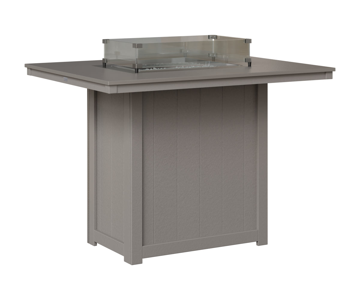 Berlin Gardens Donoma 42" x 54" Rectangular Fire Table Bar in Light Gray, Hammered Stainless top