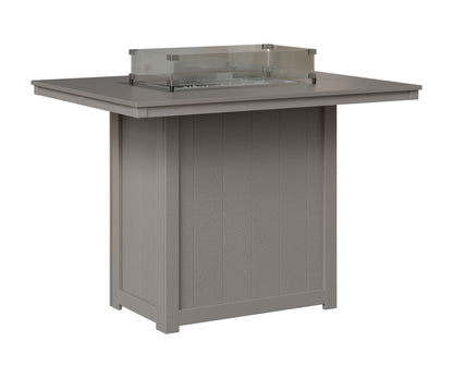 Berlin Gardens Donoma 42" x 54" Rectangular Fire Table Bar in Light Gray, Hammered Stainless top
