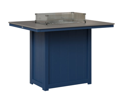 Berlin Gardens Donoma 42" x 54" Rectangular Fire Table Bar in Navy Blue, Hammered Stainless top