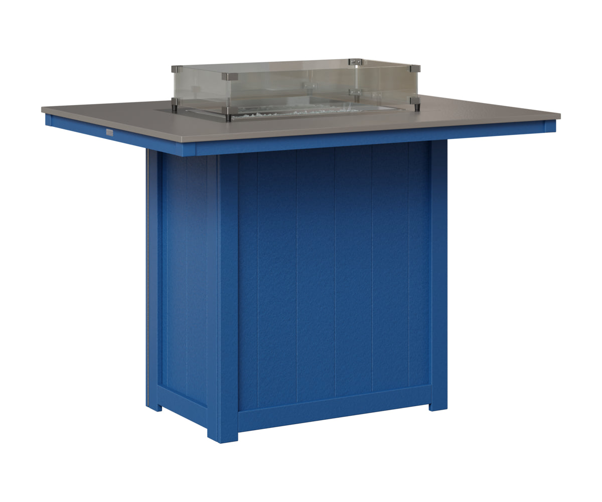 Berlin Gardens Donoma 42" x 54" Rectangular Fire Table Bar in Pacific Blue, Hammered Stainless top