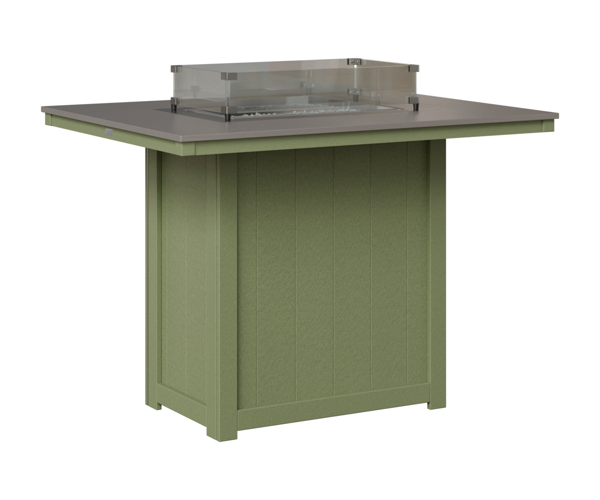 Berlin Gardens Donoma 42" x 54" Rectangular Fire Table Bar in Sage, Hammered Stainless top