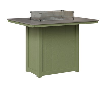 Berlin Gardens Donoma 42" x 54" Rectangular Fire Table Bar in Sage, Hammered Stainless top