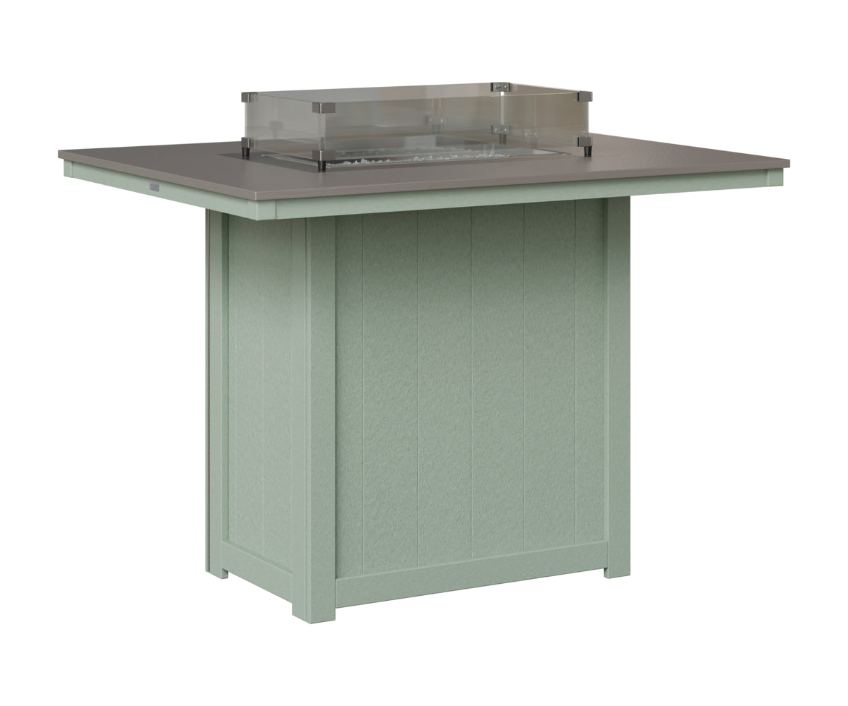 Berlin Gardens Donoma 42" x 54" Rectangular Fire Table Bar in Sea Foam, Hammered Stainless top