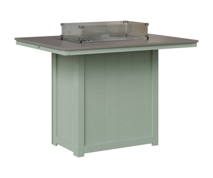 Berlin Gardens Donoma 42" x 54" Rectangular Fire Table Bar in Sea Foam, Hammered Stainless top