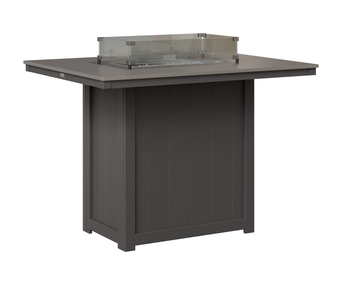 Berlin Gardens Donoma 42" x 54" Rectangular Fire Table Bar in Smoke Gray, Hammered Stainless top