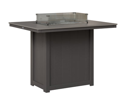 Berlin Gardens Donoma 42" x 54" Rectangular Fire Table Bar in Smoke Gray, Hammered Stainless top
