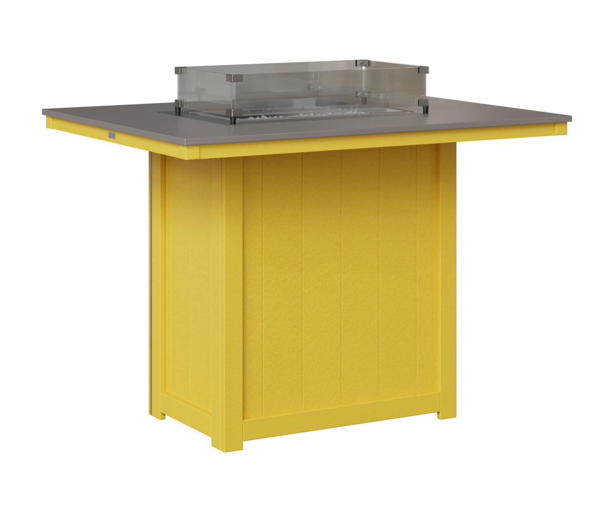 Berlin Gardens Donoma 42" x 54" Rectangular Fire Table Bar in Sunburst Yellow, Hammered Stainless top