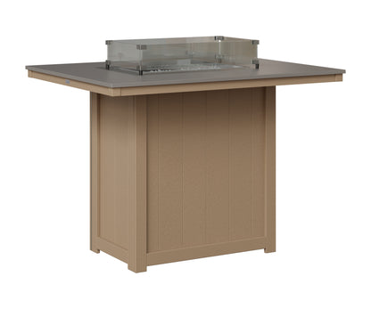 Berlin Gardens Donoma 42" x 54" Rectangular Fire Table Bar in Weatherwood, Hammered Stainless top