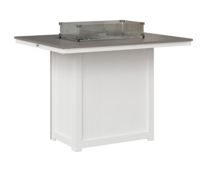 Berlin Gardens Donoma 42" x 54" Rectangular Fire Table Bar in White, Hammered Stainless top