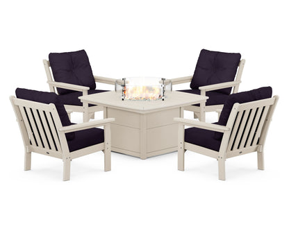 POLYWOOD Vineyard 5-Piece Conversation Set with Fire Pit Table