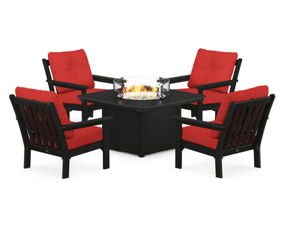 POLYWOOD Vineyard 5-Piece Conversation Set with Fire Pit Table