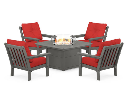 POLYWOOD Vineyard 5-Piece Conversation Set with Fire Pit Table