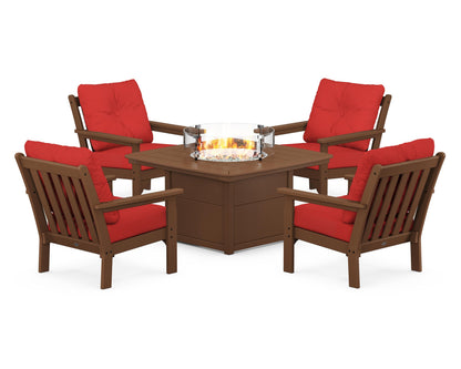 POLYWOOD Vineyard 5-Piece Conversation Set with Fire Pit Table