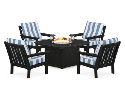POLYWOOD Vineyard 5-Piece Conversation Set with Fire Pit Table