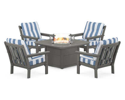 POLYWOOD Vineyard 5-Piece Conversation Set with Fire Pit Table