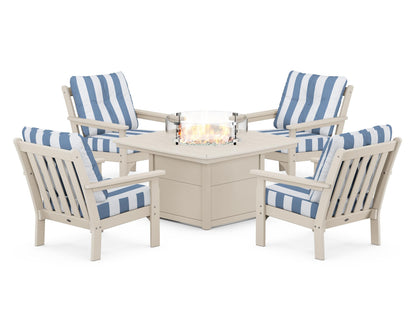 POLYWOOD Vineyard 5-Piece Conversation Set with Fire Pit Table