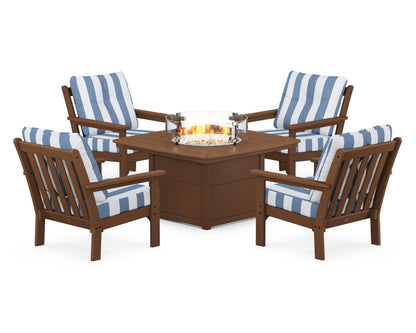 POLYWOOD Vineyard 5-Piece Conversation Set with Fire Pit Table