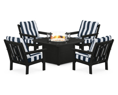 POLYWOOD Vineyard 5-Piece Conversation Set with Fire Pit Table