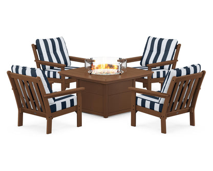 POLYWOOD Vineyard 5-Piece Conversation Set with Fire Pit Table