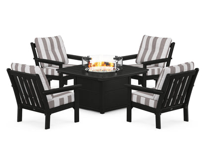 POLYWOOD Vineyard 5-Piece Conversation Set with Fire Pit Table