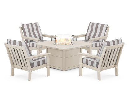 POLYWOOD Vineyard 5-Piece Conversation Set with Fire Pit Table