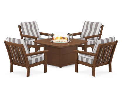 POLYWOOD Vineyard 5-Piece Conversation Set with Fire Pit Table