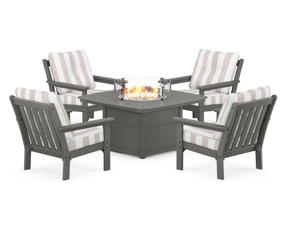POLYWOOD Vineyard 5-Piece Conversation Set with Fire Pit Table