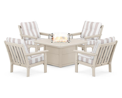POLYWOOD Vineyard 5-Piece Conversation Set with Fire Pit Table