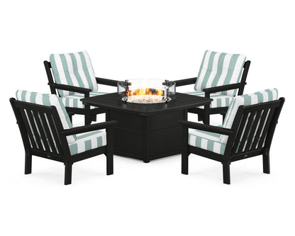 POLYWOOD Vineyard 5-Piece Conversation Set with Fire Pit Table