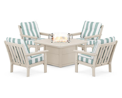 POLYWOOD Vineyard 5-Piece Conversation Set with Fire Pit Table