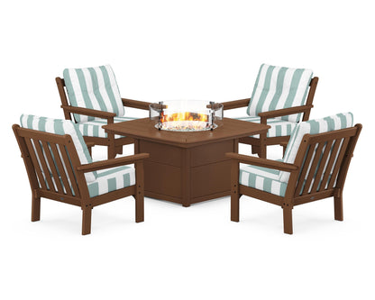 POLYWOOD Vineyard 5-Piece Conversation Set with Fire Pit Table