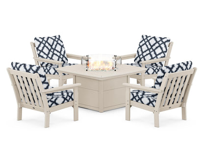 POLYWOOD Vineyard 5-Piece Conversation Set with Fire Pit Table