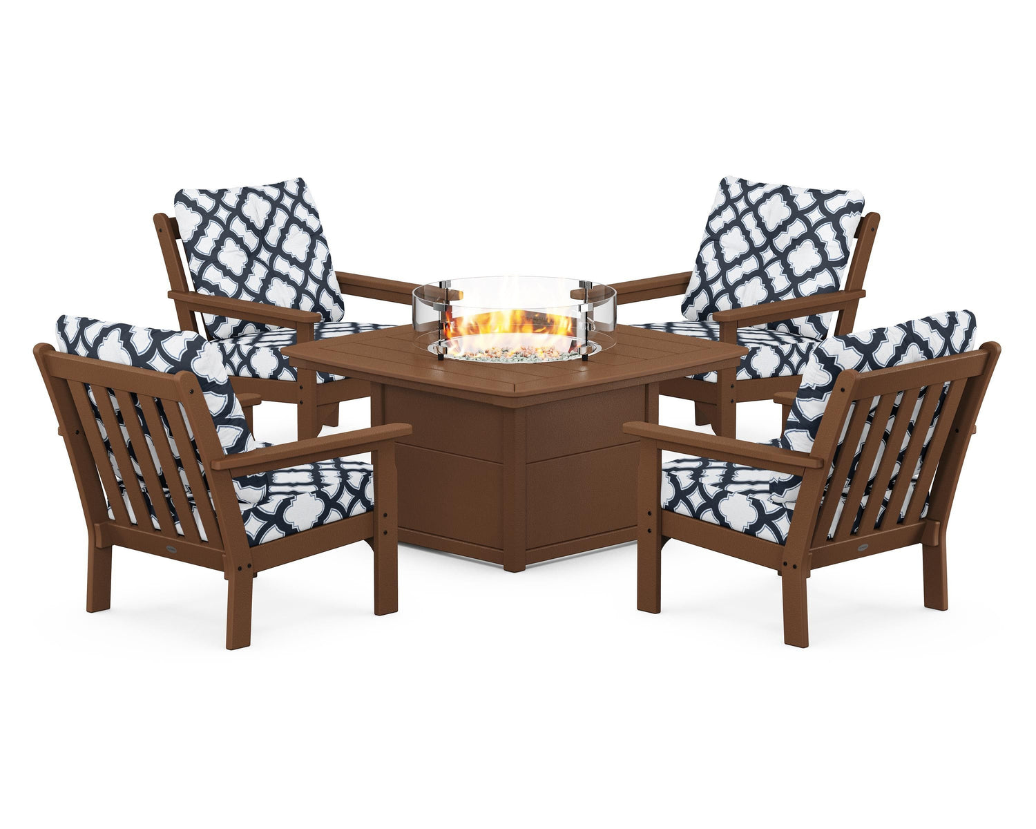POLYWOOD Vineyard 5-Piece Conversation Set with Fire Pit Table