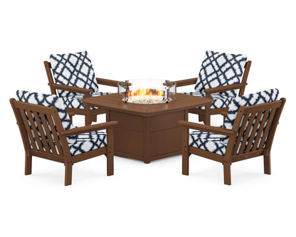 POLYWOOD Vineyard 5-Piece Conversation Set with Fire Pit Table