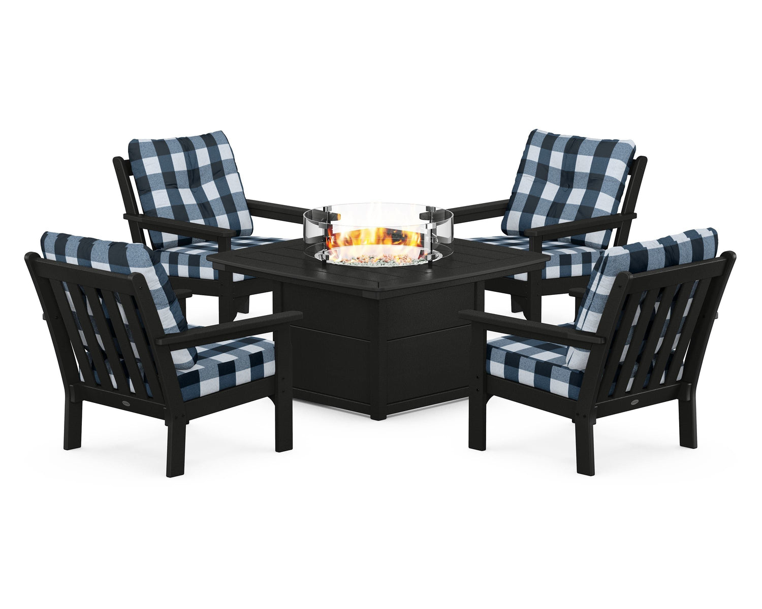 POLYWOOD Vineyard 5-Piece Conversation Set with Fire Pit Table