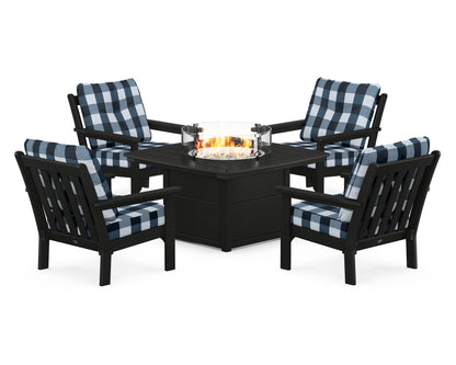 POLYWOOD Vineyard 5-Piece Conversation Set with Fire Pit Table