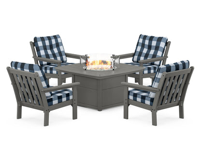 POLYWOOD Vineyard 5-Piece Conversation Set with Fire Pit Table