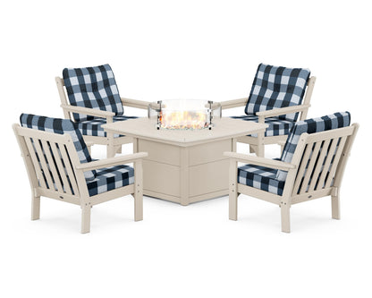 POLYWOOD Vineyard 5-Piece Conversation Set with Fire Pit Table
