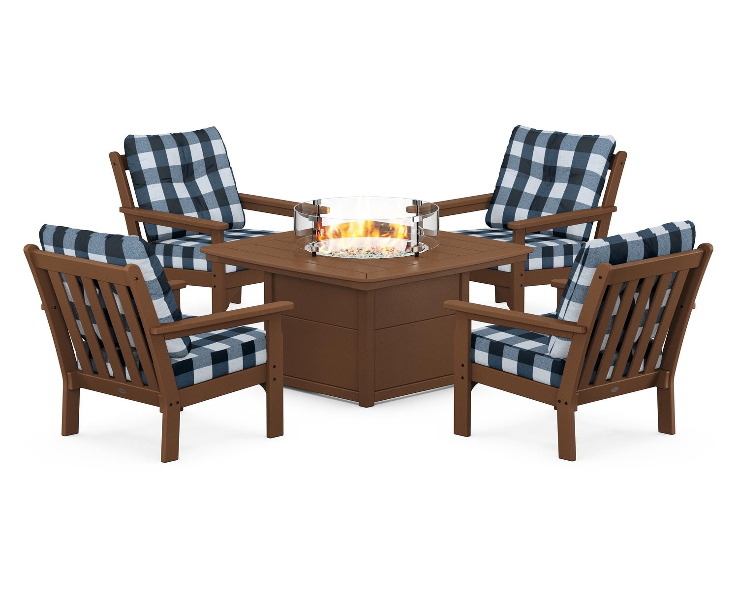 POLYWOOD Vineyard 5-Piece Conversation Set with Fire Pit Table