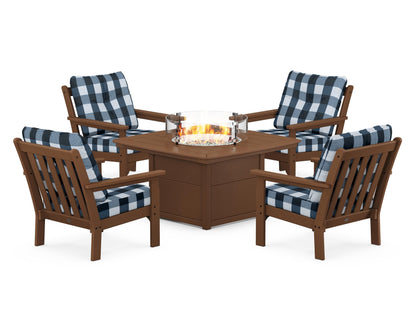 POLYWOOD Vineyard 5-Piece Conversation Set with Fire Pit Table