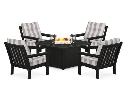 POLYWOOD Vineyard 5-Piece Conversation Set with Fire Pit Table