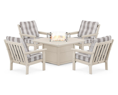 POLYWOOD Vineyard 5-Piece Conversation Set with Fire Pit Table