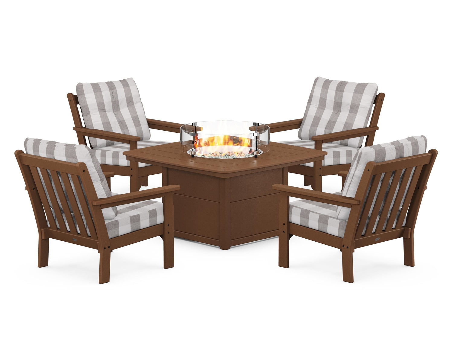 POLYWOOD Vineyard 5-Piece Conversation Set with Fire Pit Table