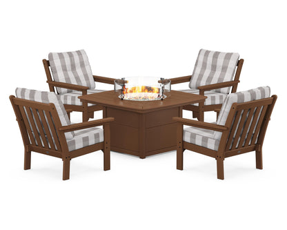 POLYWOOD Vineyard 5-Piece Conversation Set with Fire Pit Table